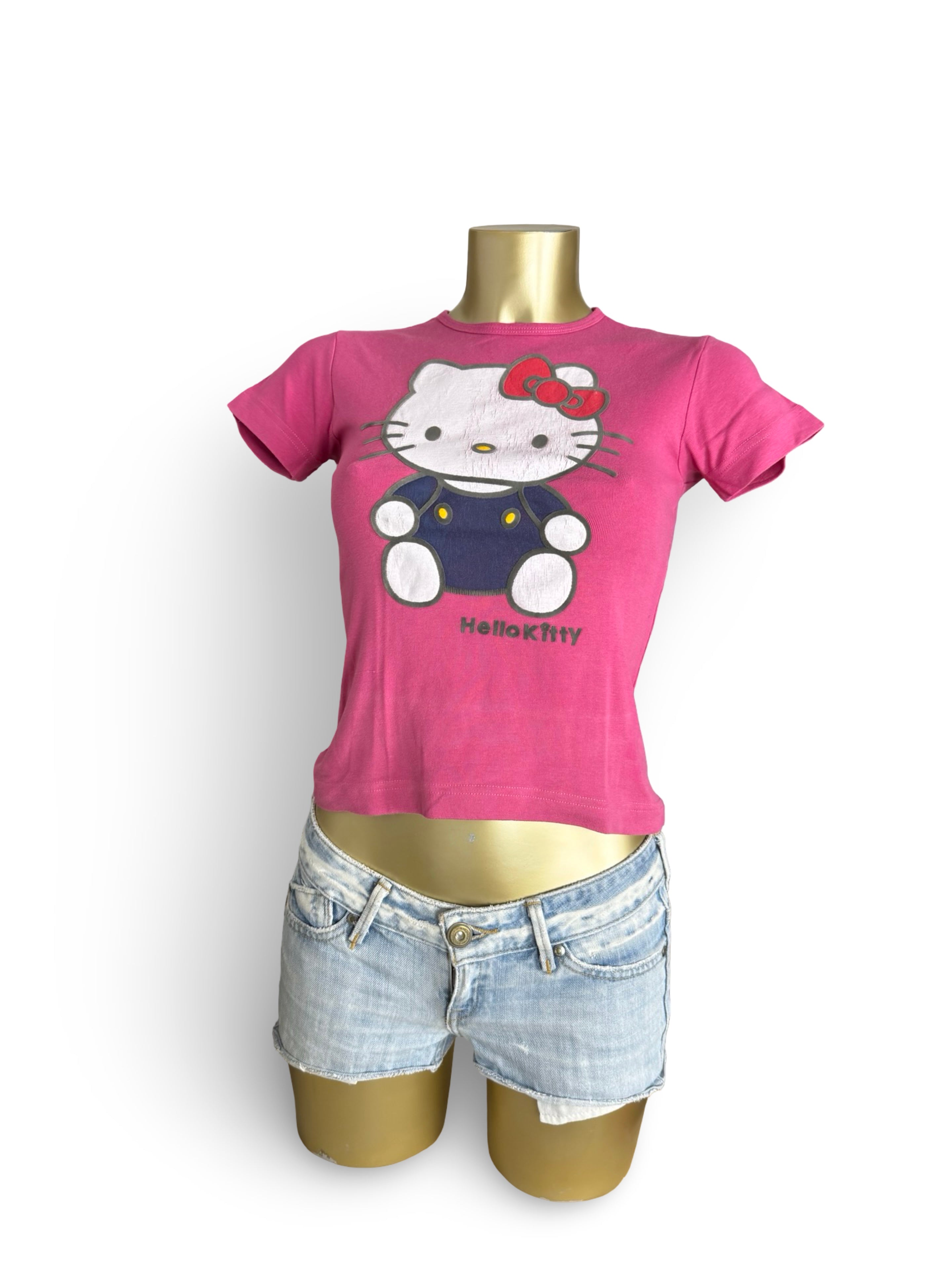 Pink cotton kitten logo tee (S)
