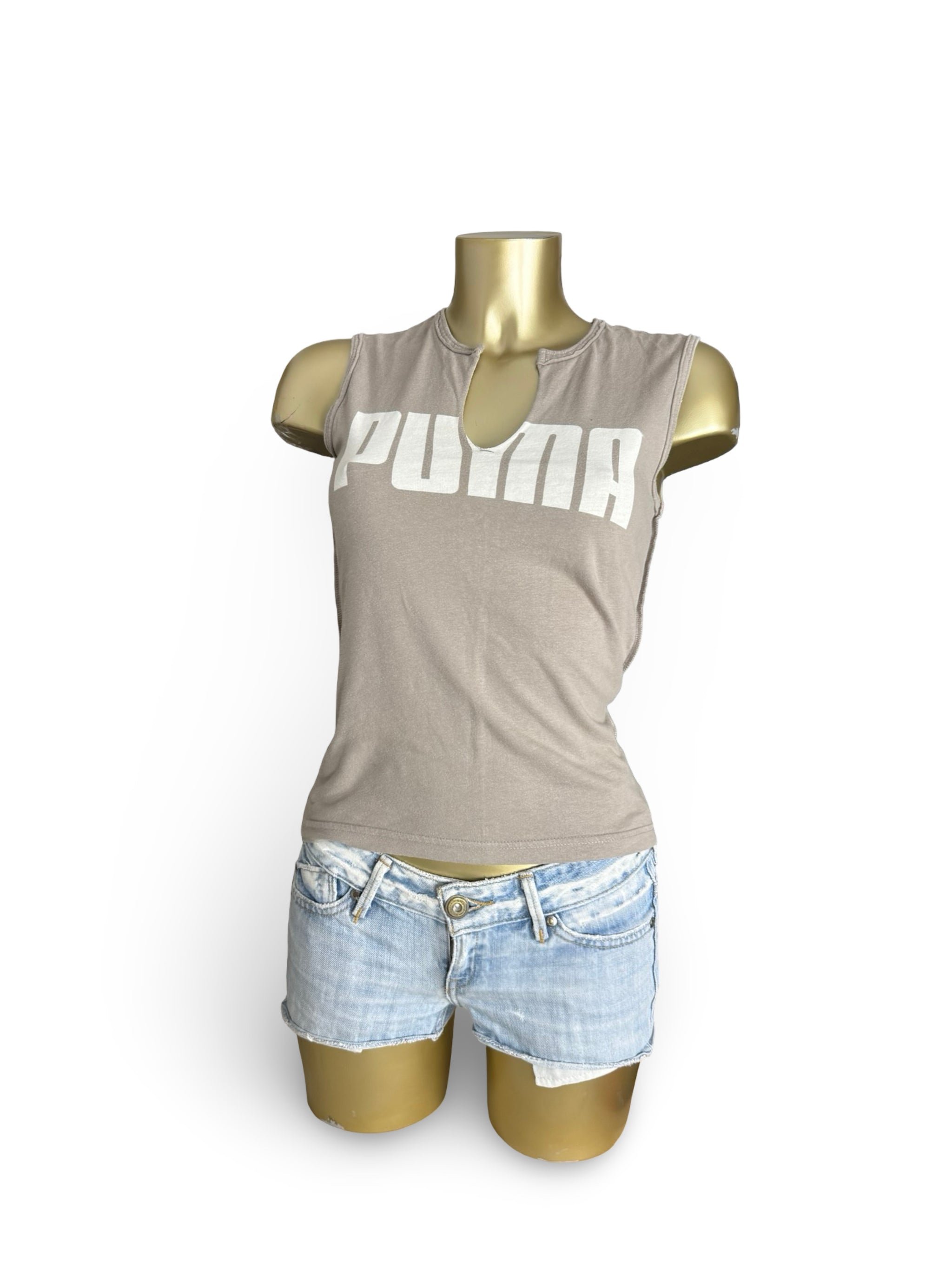 Khaki logo cotton tank top (M)