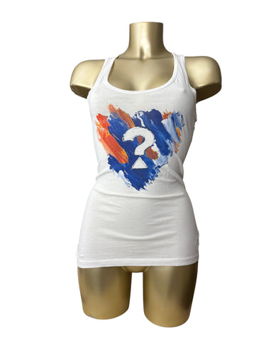 White logo ribbed cotton tank top (XS/S)