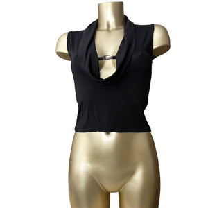 Black G buckle plunge neck top (S/M)