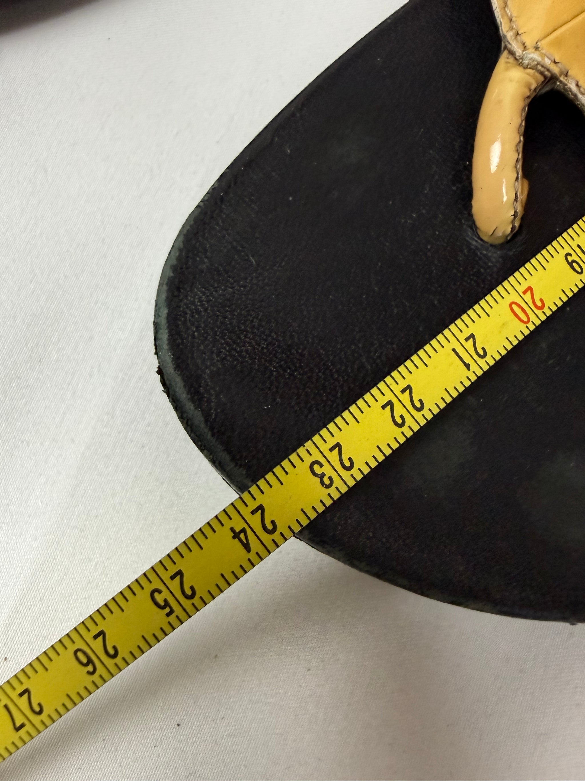 Black real leather thongs flip flops (36)