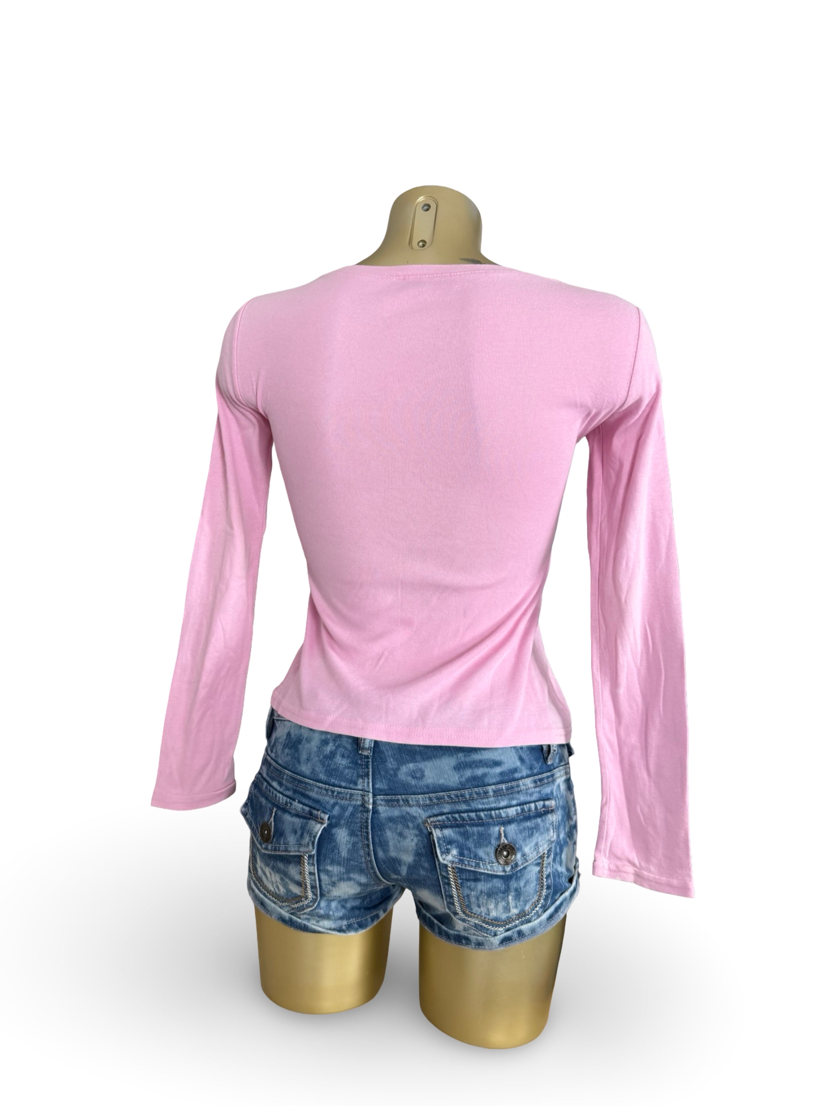 Pink graphic long sleeves top (S)