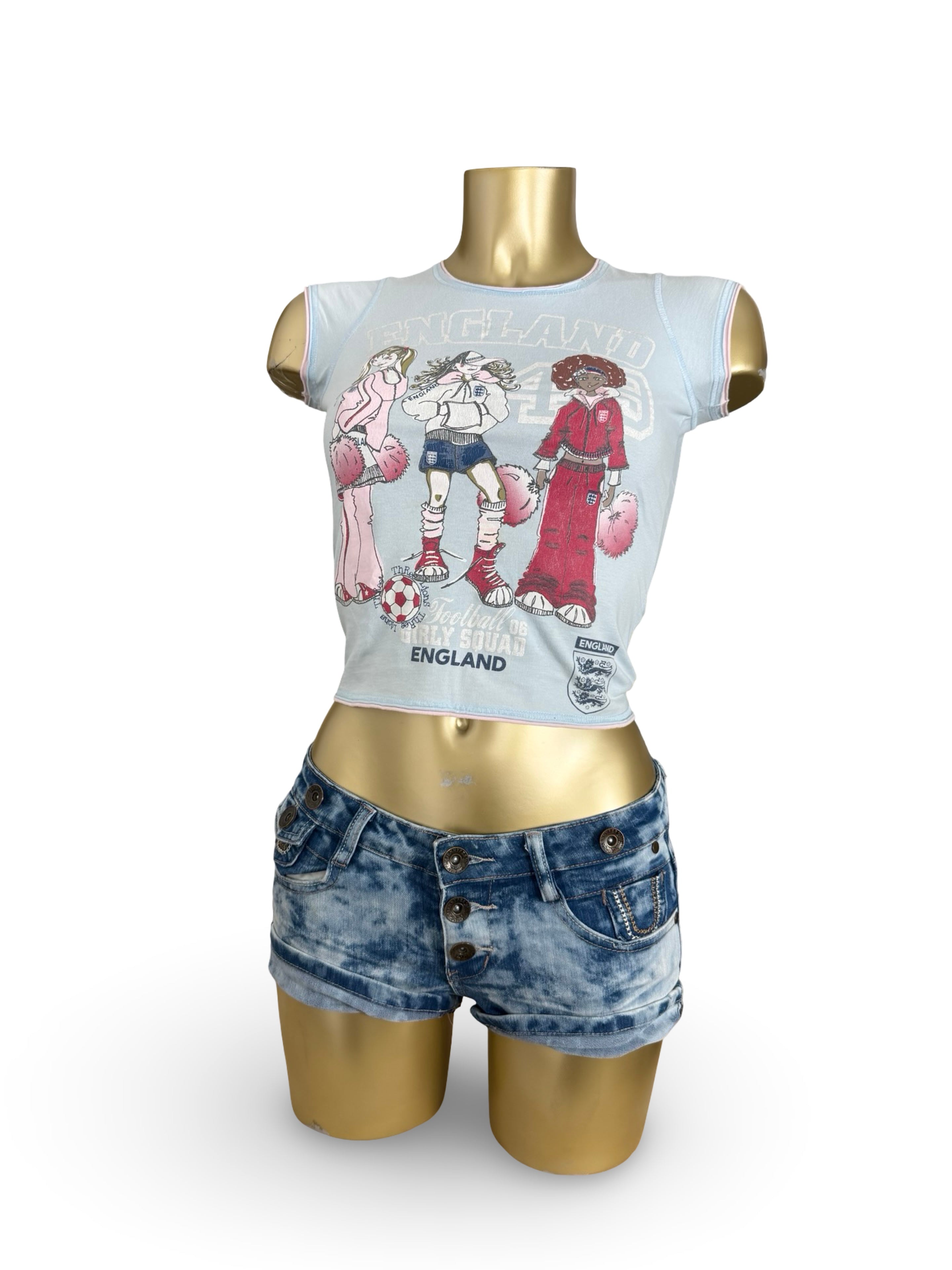 Baby blue cotton graphic tee (S)
