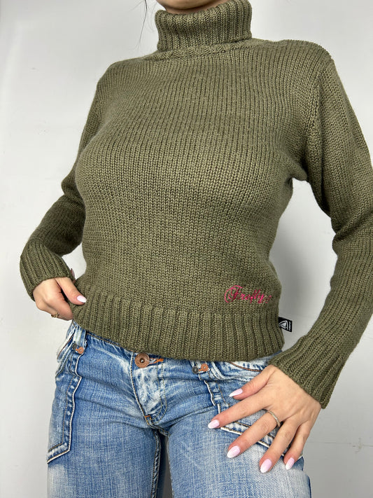 Khaki turtleneck jumper (S)
