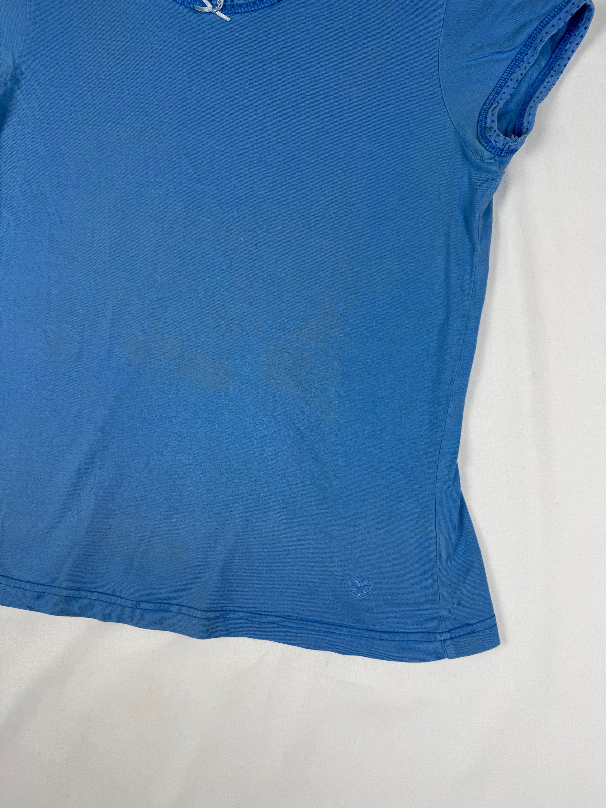 Blue 100% cotton coquette tee (L)