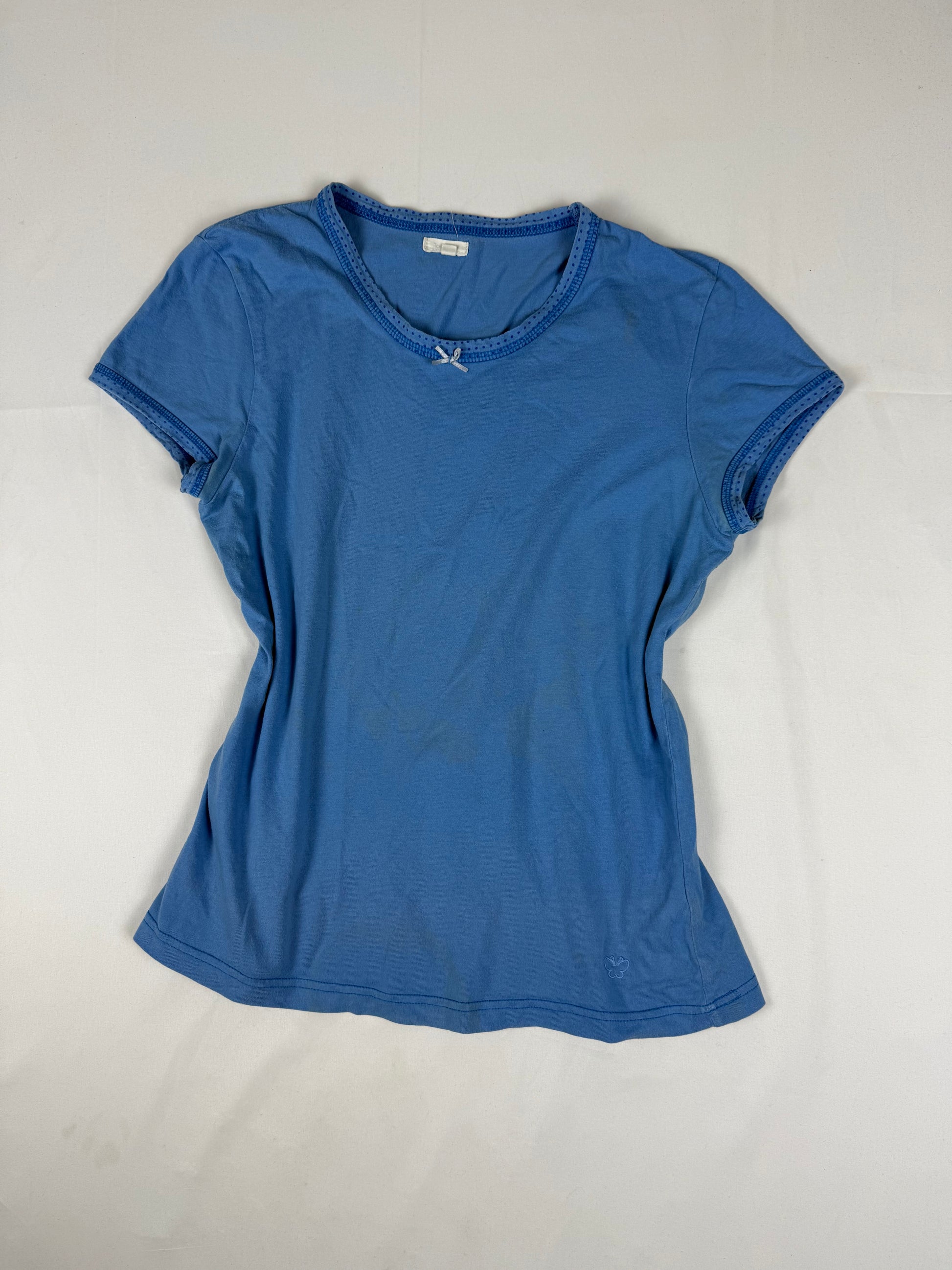 Blue 100% cotton coquette tee (L)