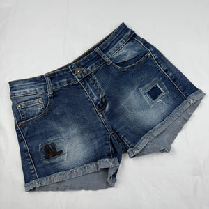 Blue denim low rise mini short (S)