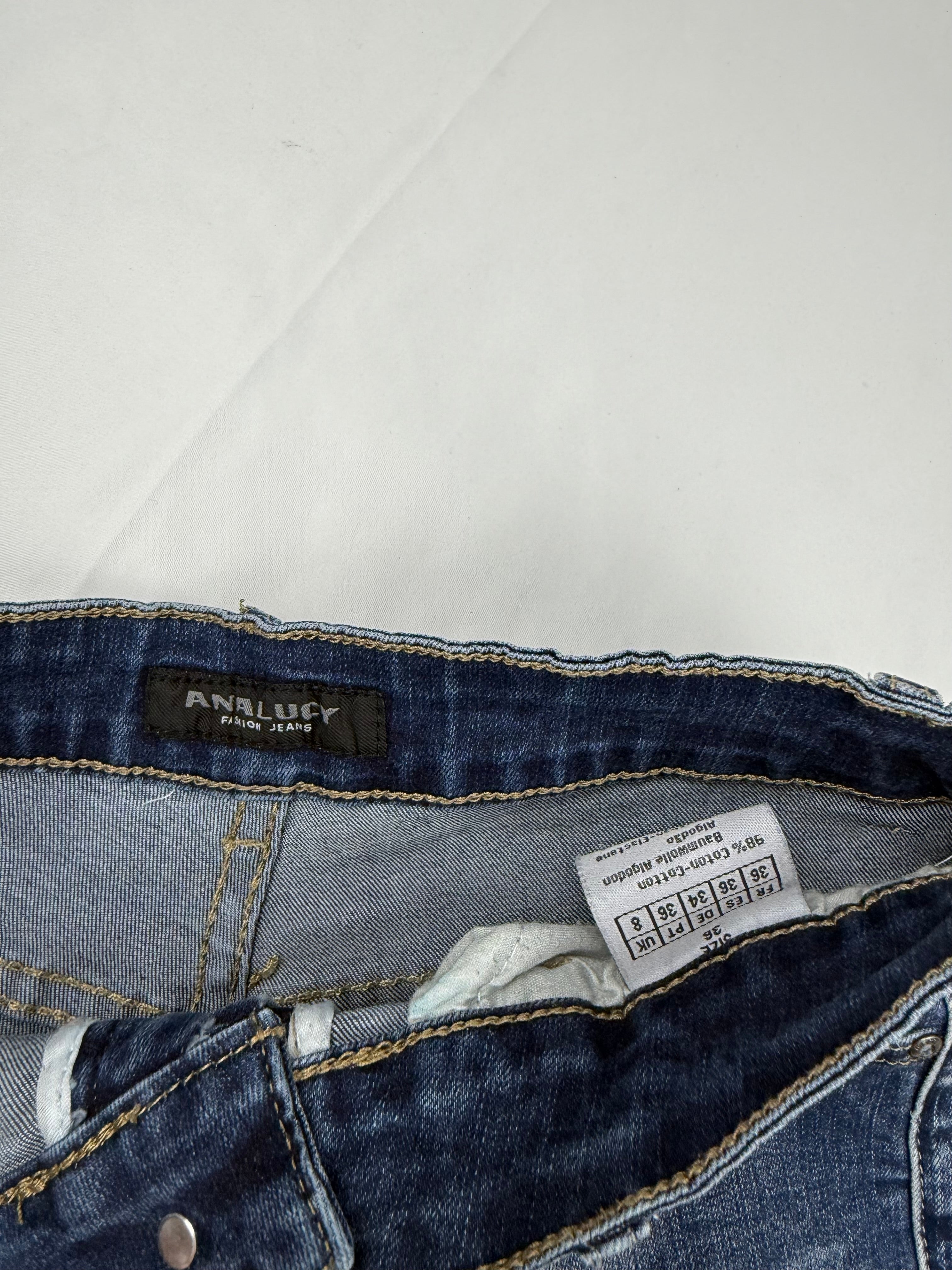 Blue denim low rise mini short (S)