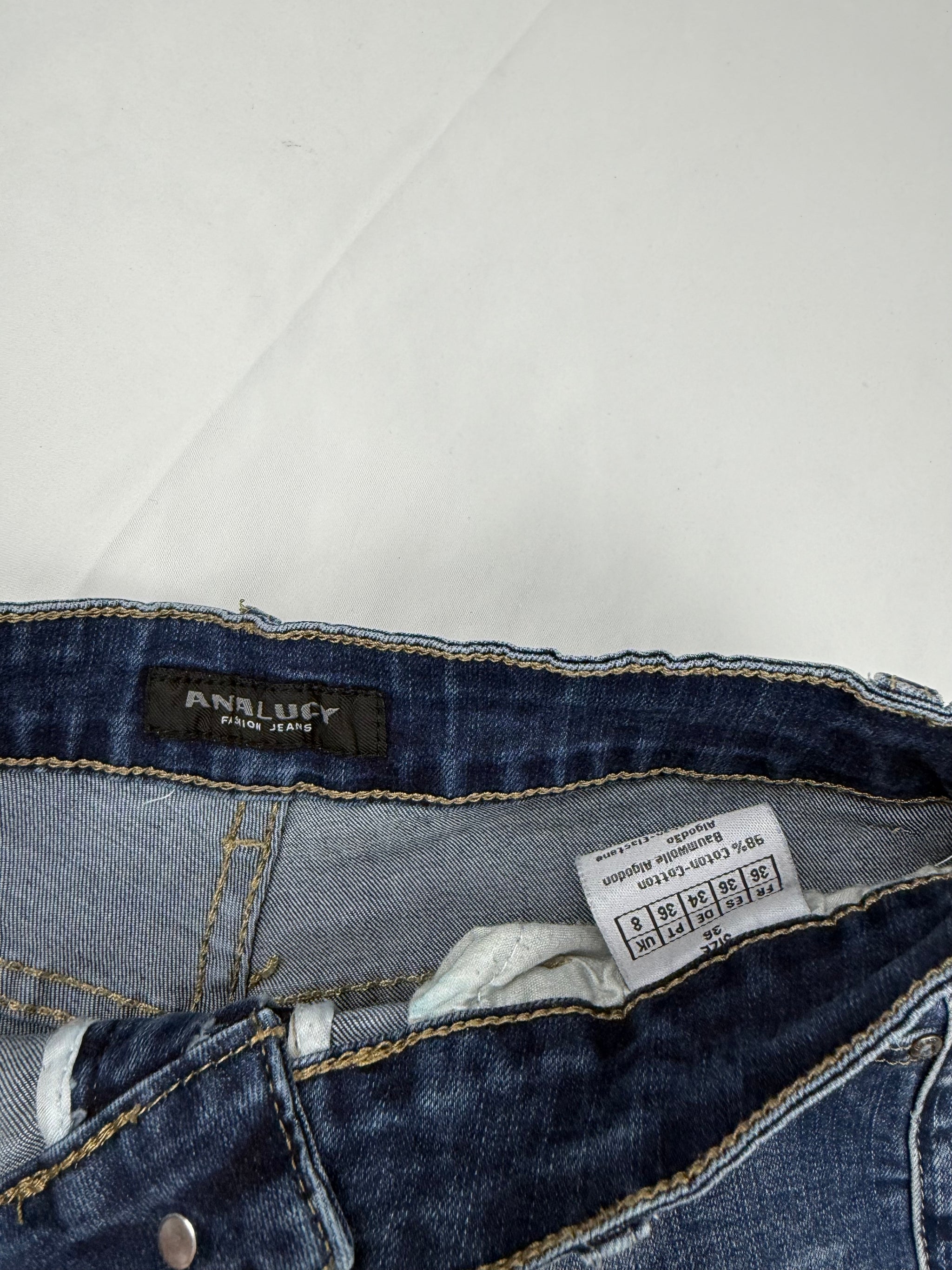 Blue denim low rise mini short (S)