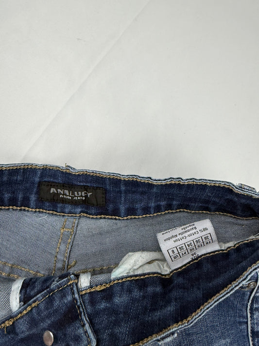 Blue denim low rise mini short (S)