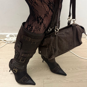 Brown knee high heels boots (38)