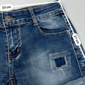 Blue denim low rise mini short (S)