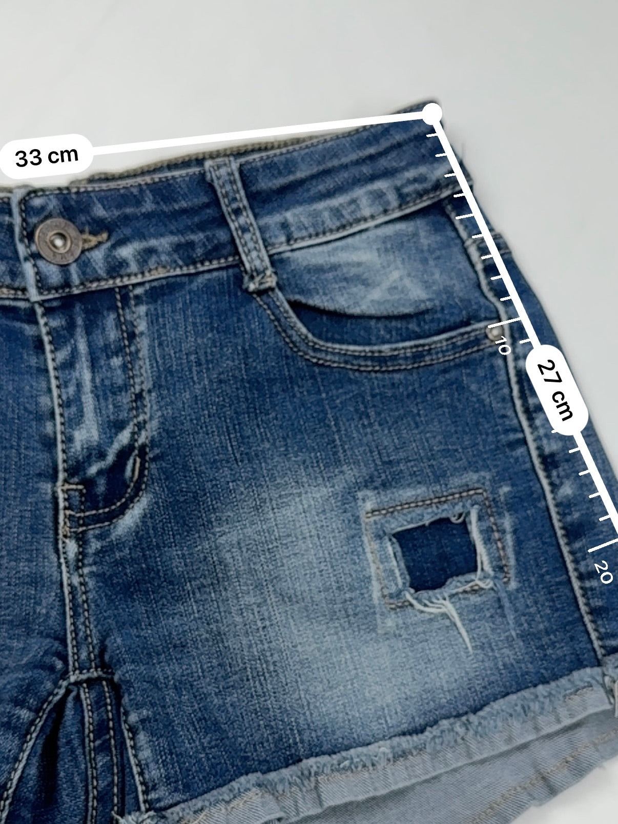 Blue denim low rise mini short (S)