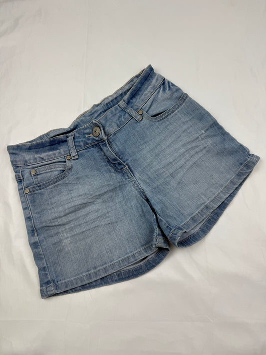 Blue denim low rise mini short (S)