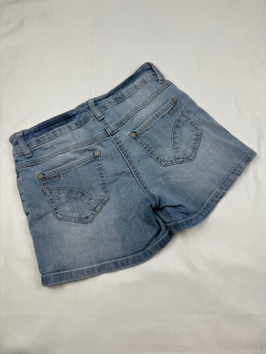 Blue denim low rise mini short (S)
