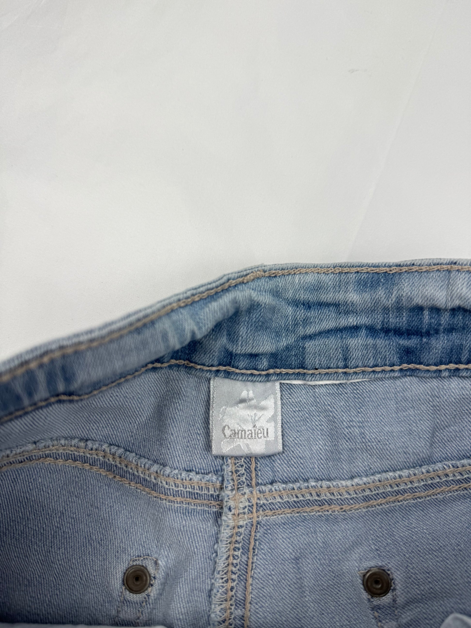 Blue denim low rise mini short (S)