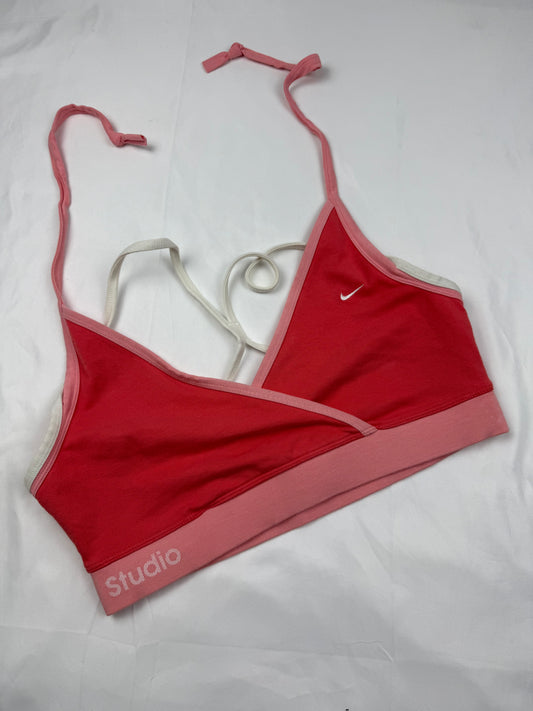 Pink swoosh logo bralette top (L)