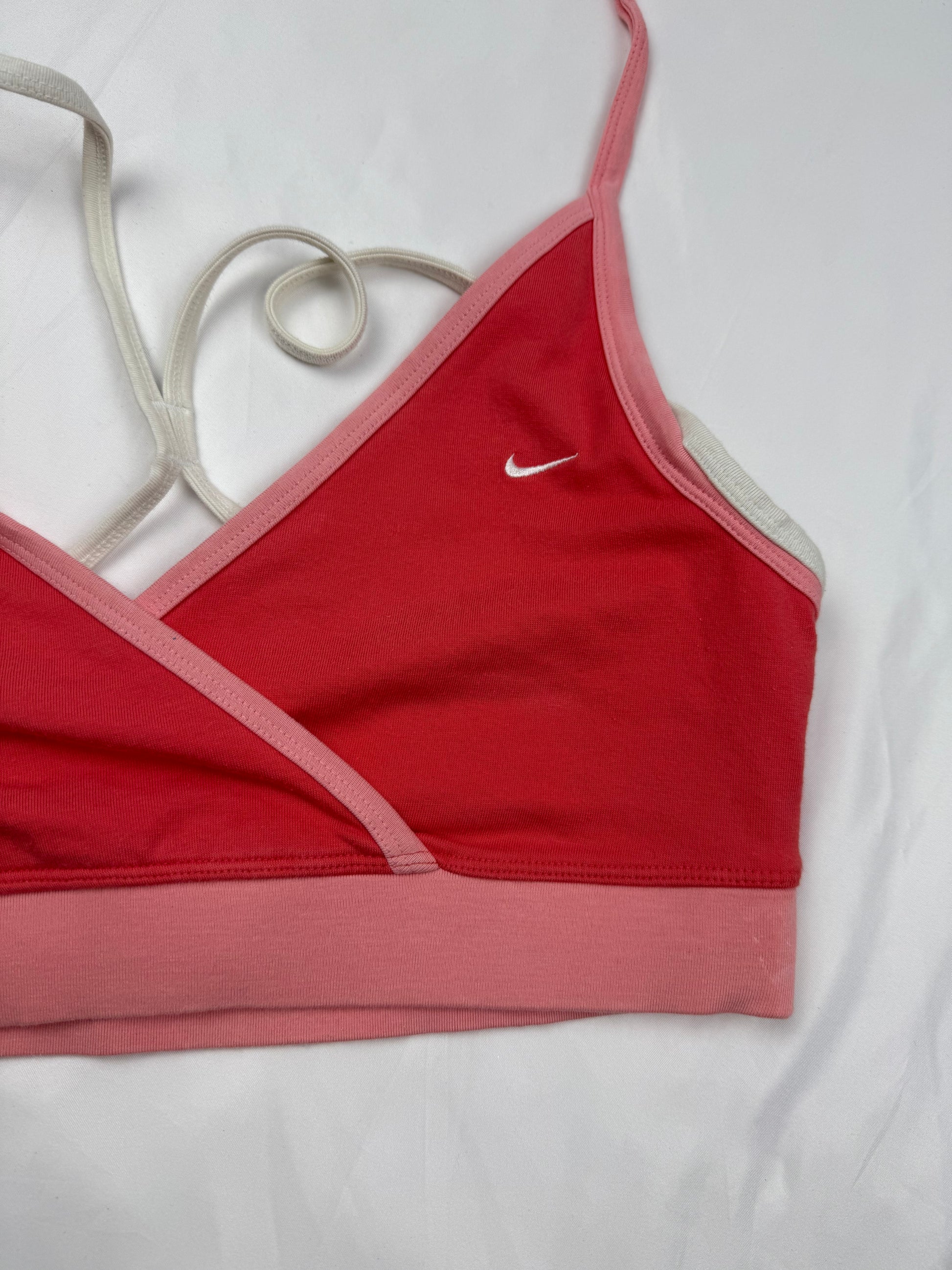 Pink swoosh logo bralette top (L)