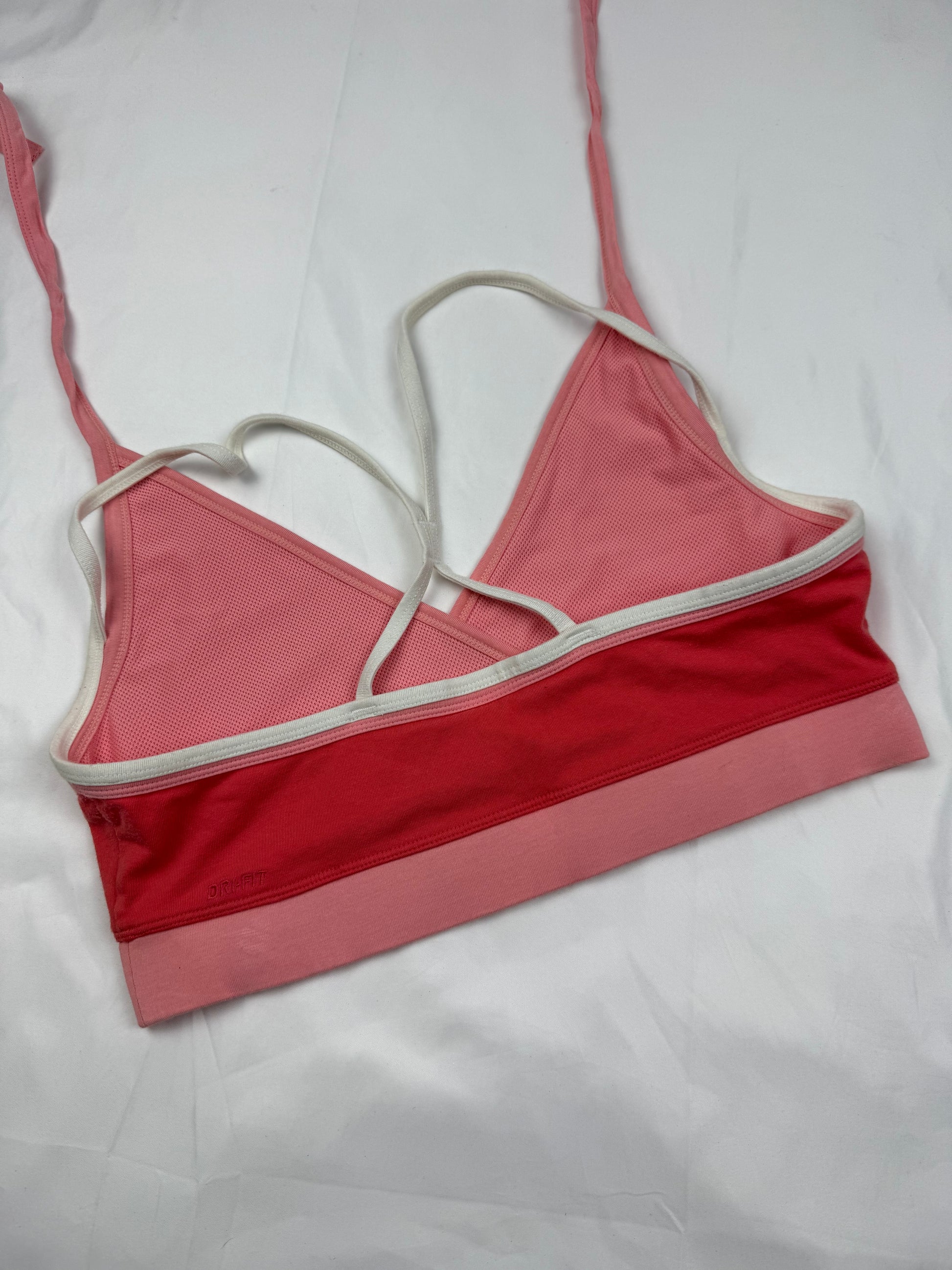 Pink swoosh logo bralette top (L)