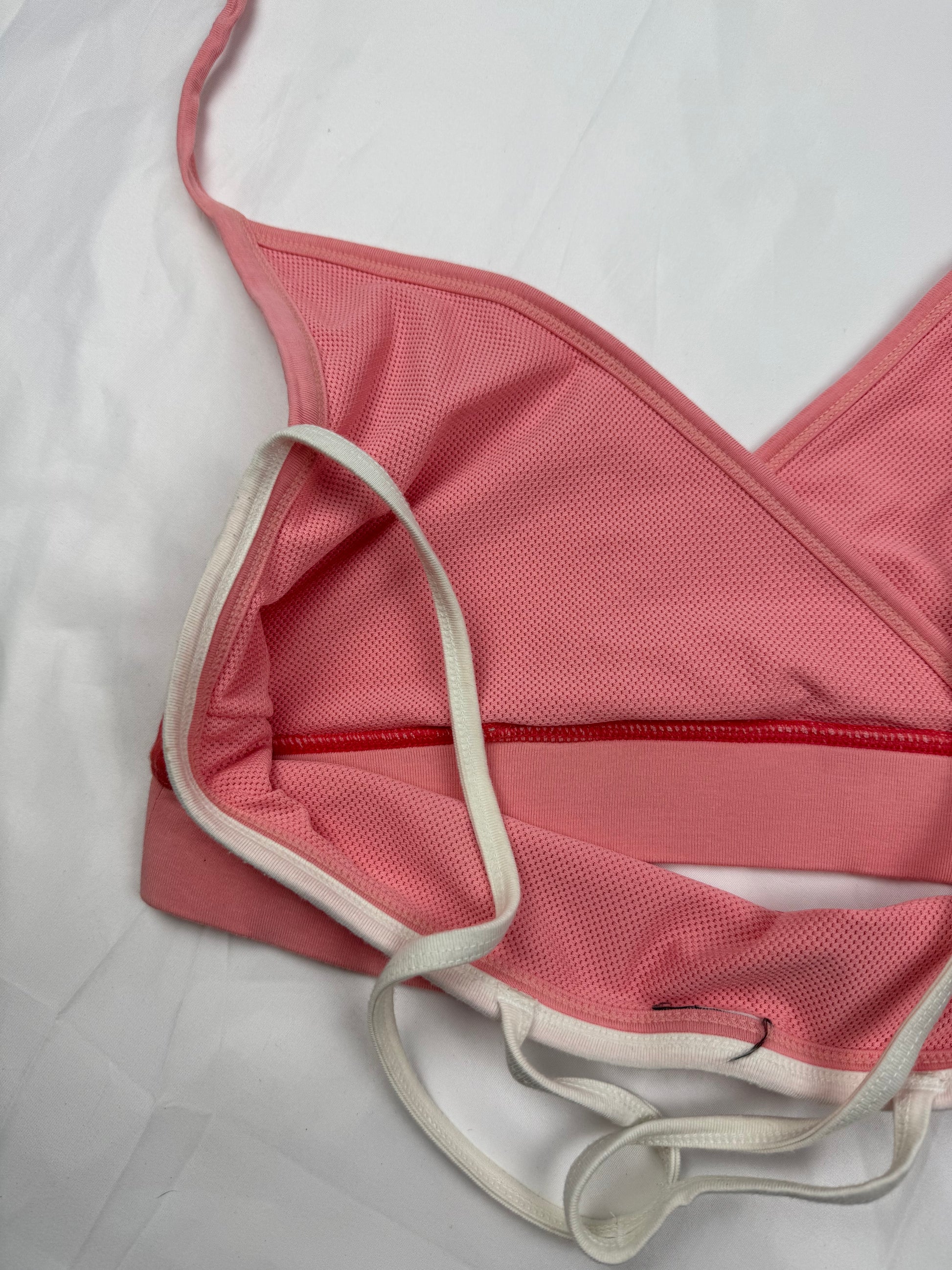 Pink swoosh logo bralette top (L)