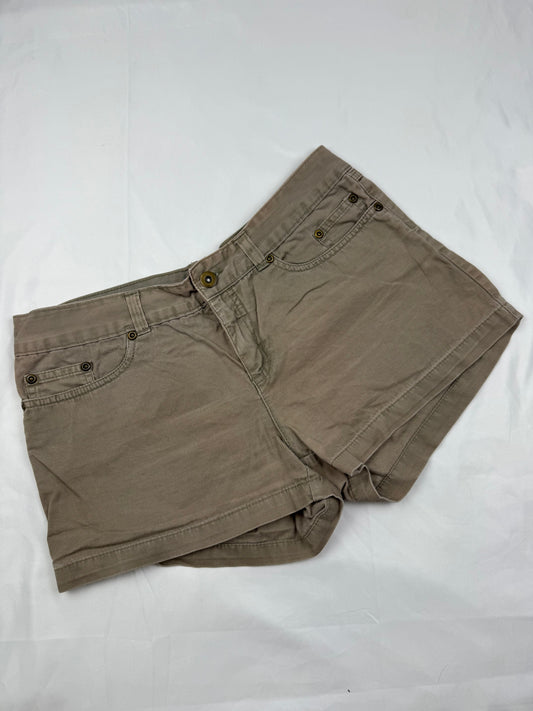 Khaki denim low rise mini short (S)