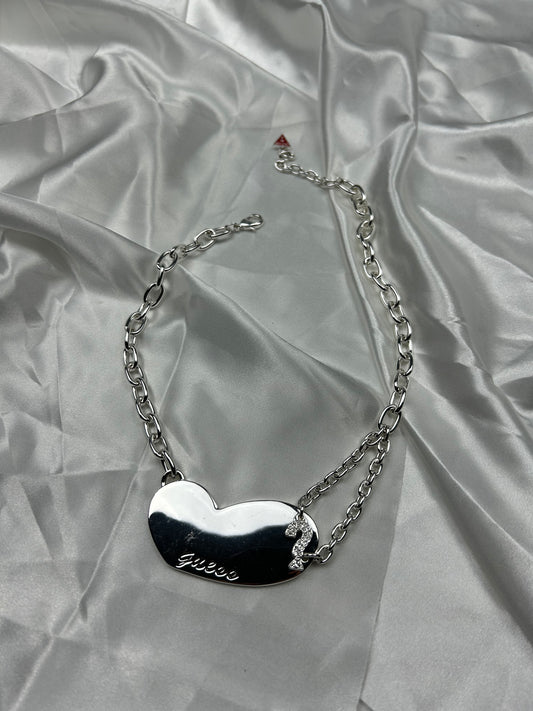 Silver stainless steel heart pendant necklace
