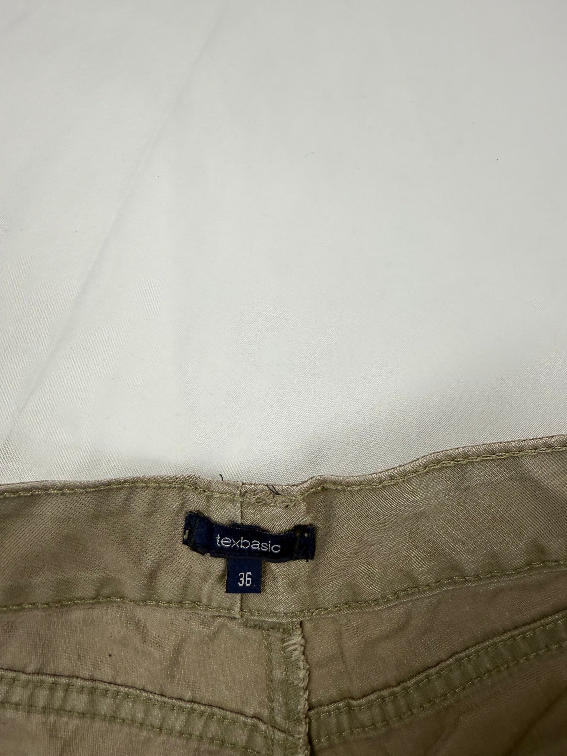 Khaki denim low rise mini short (S)