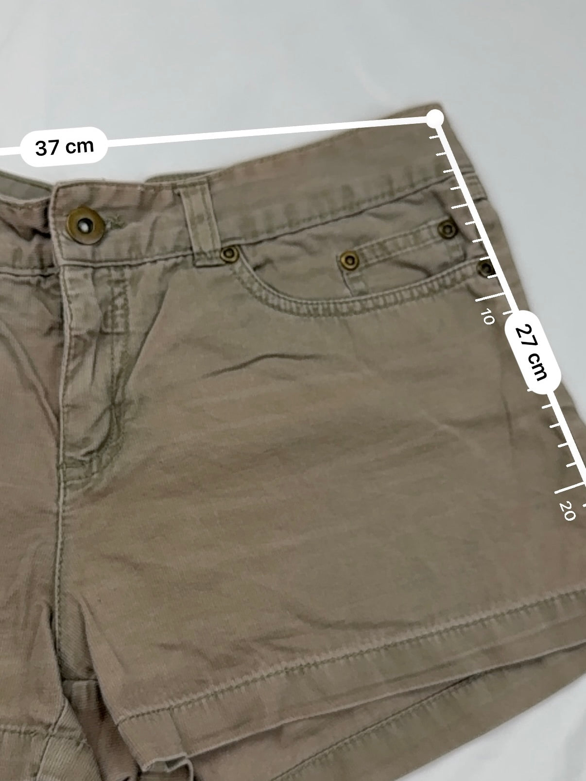 Khaki denim low rise mini short (S)