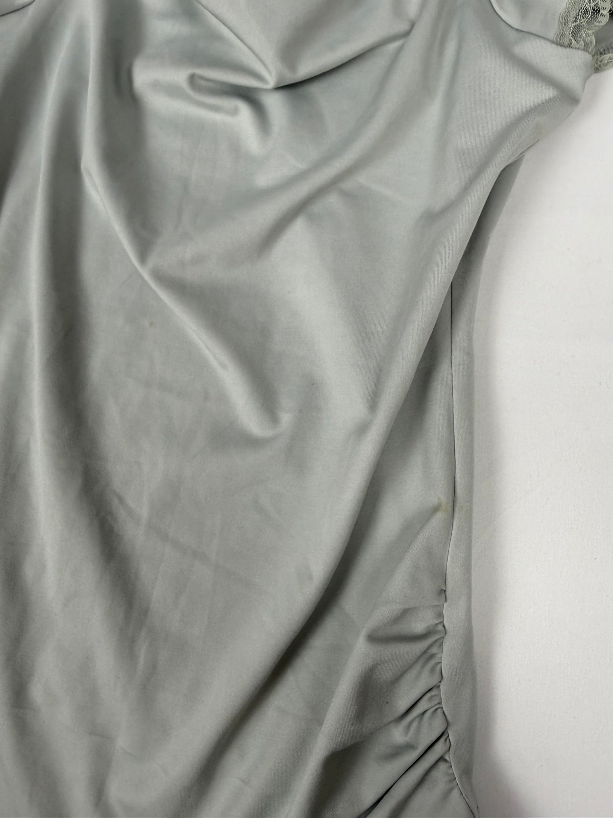 Grey lace lycra ruched tee (M)