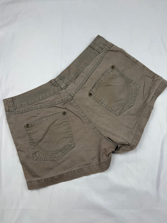 Khaki denim low rise mini short (S)