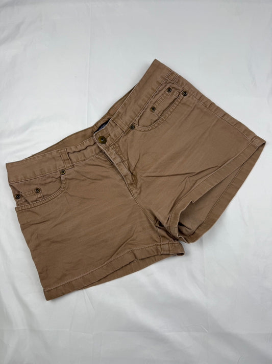 Brown denim low rise mini short (S)