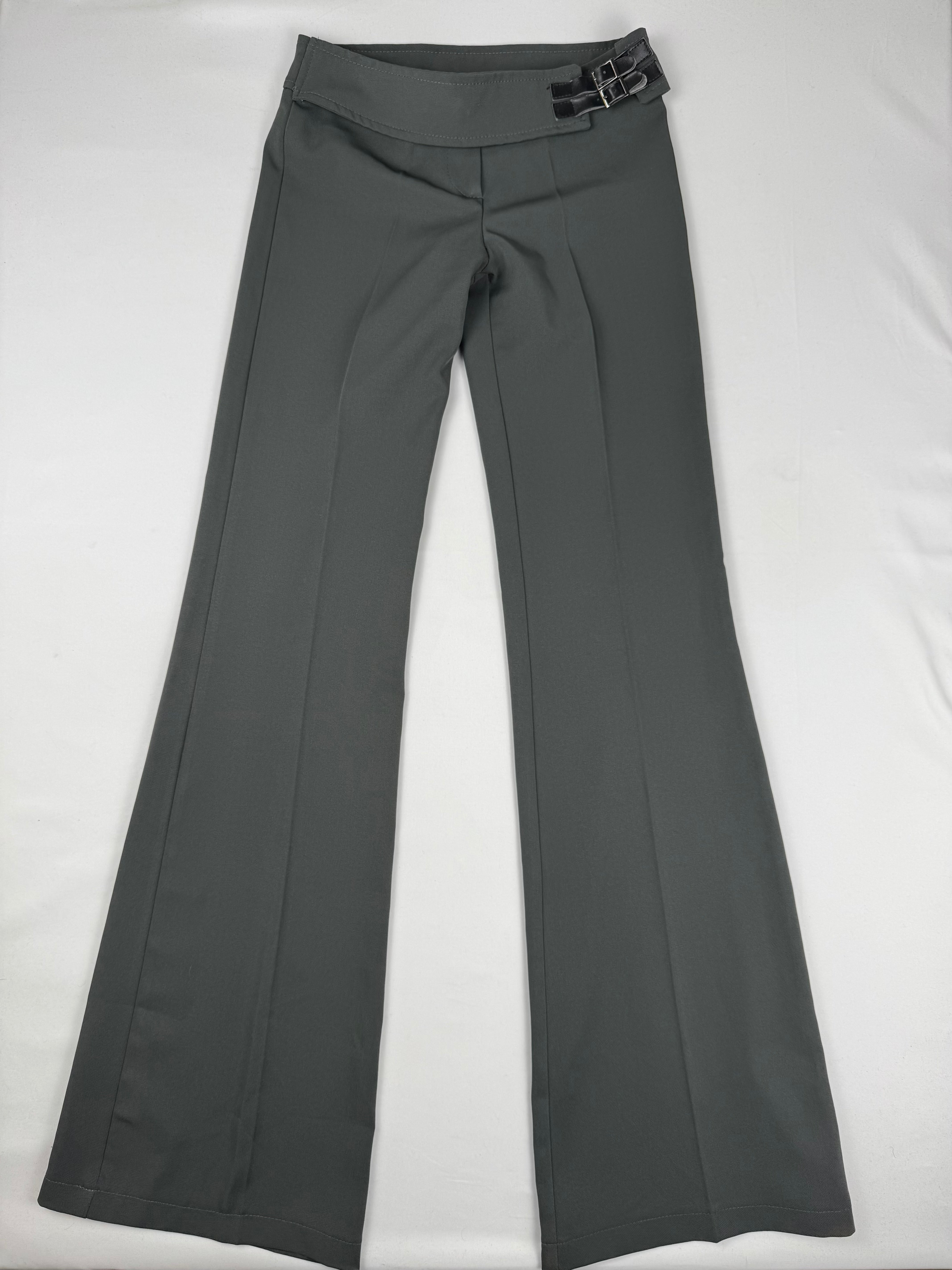 Grey low rise flare office pants (XS)
