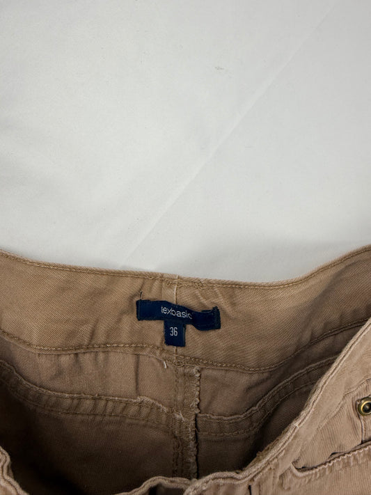 Brown denim low rise mini short (S)