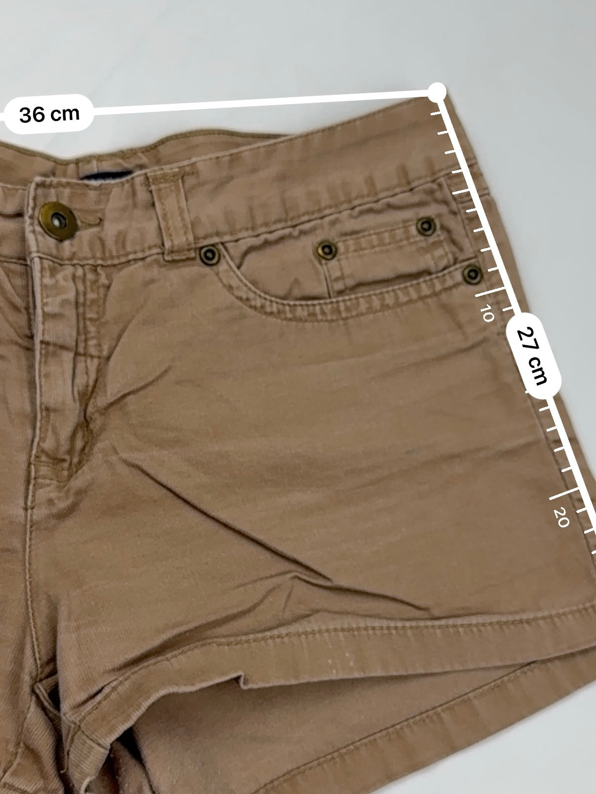Brown denim low rise mini short (S)