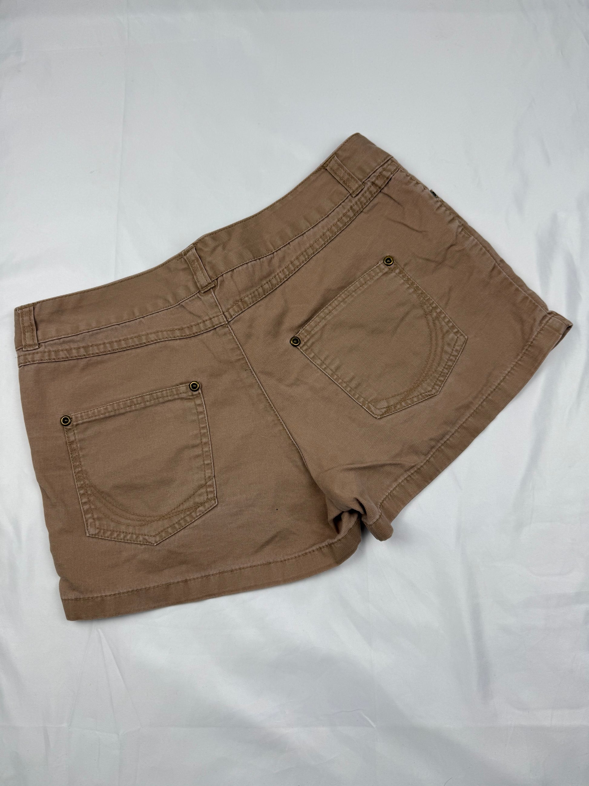 Brown denim low rise mini short (S)