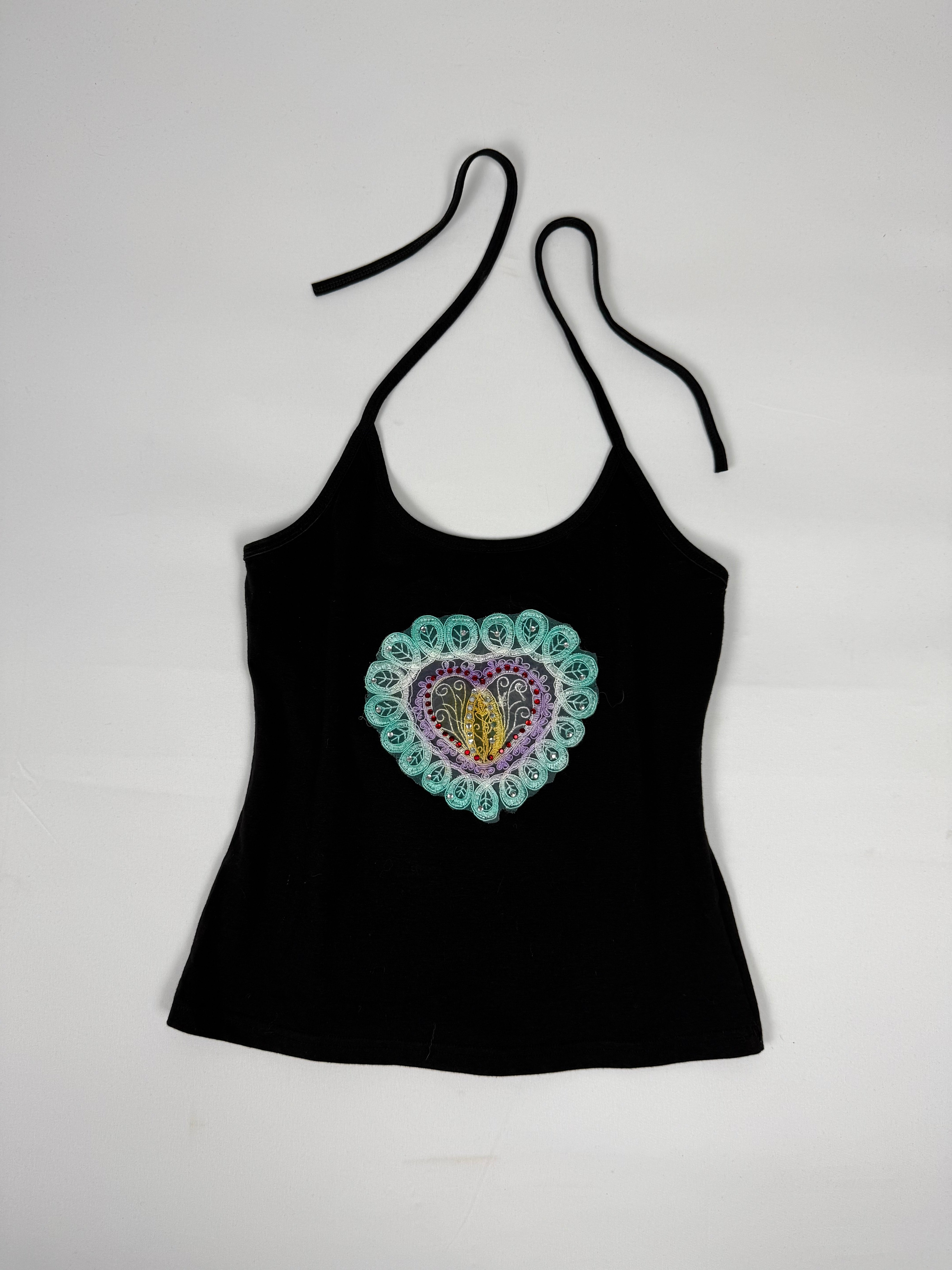 Black stretchy halter top (S)