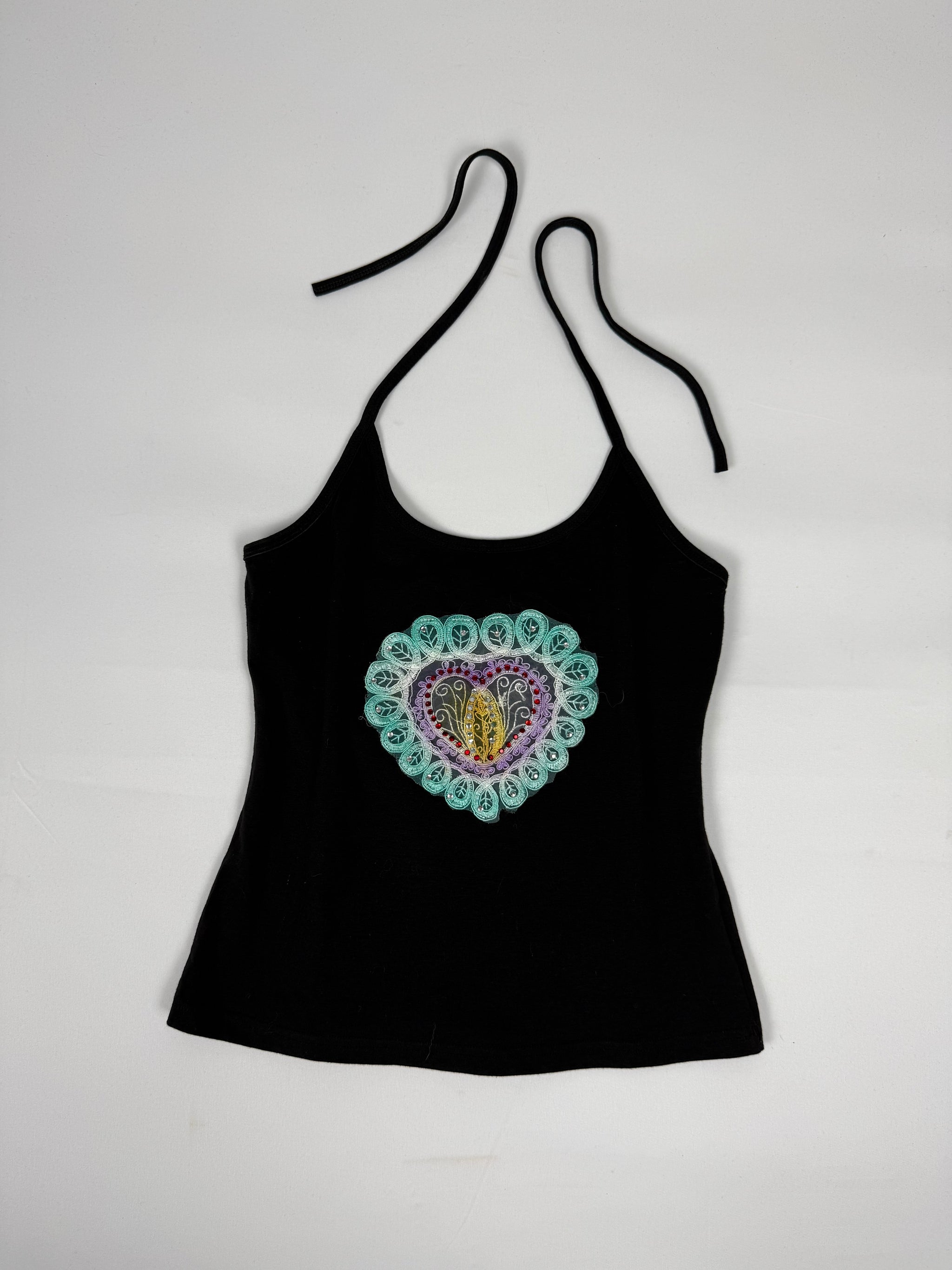 Black stretchy halter top (S)