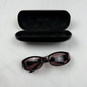Burgundy 2000s gold logo sunglasses