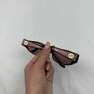 Burgundy 2000s gold logo sunglasses