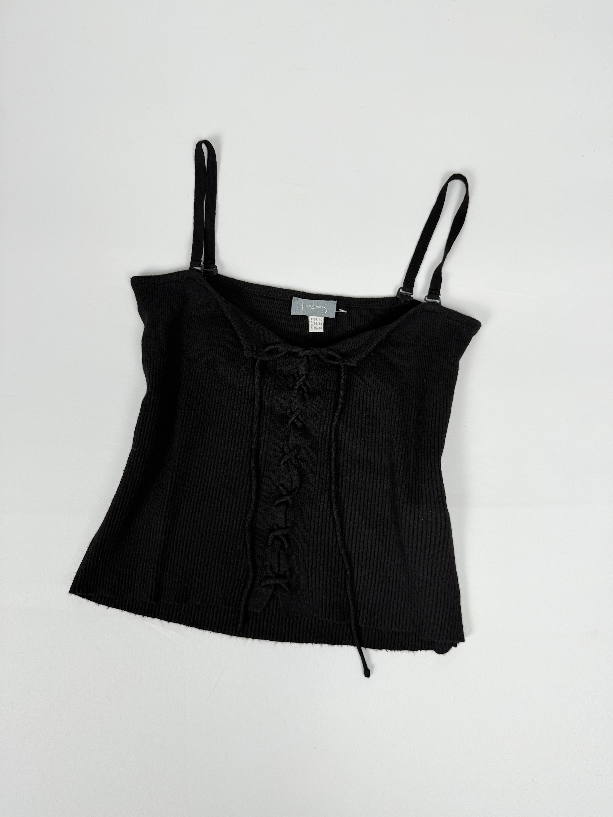 Black lace up tight fit cami top (M/L)