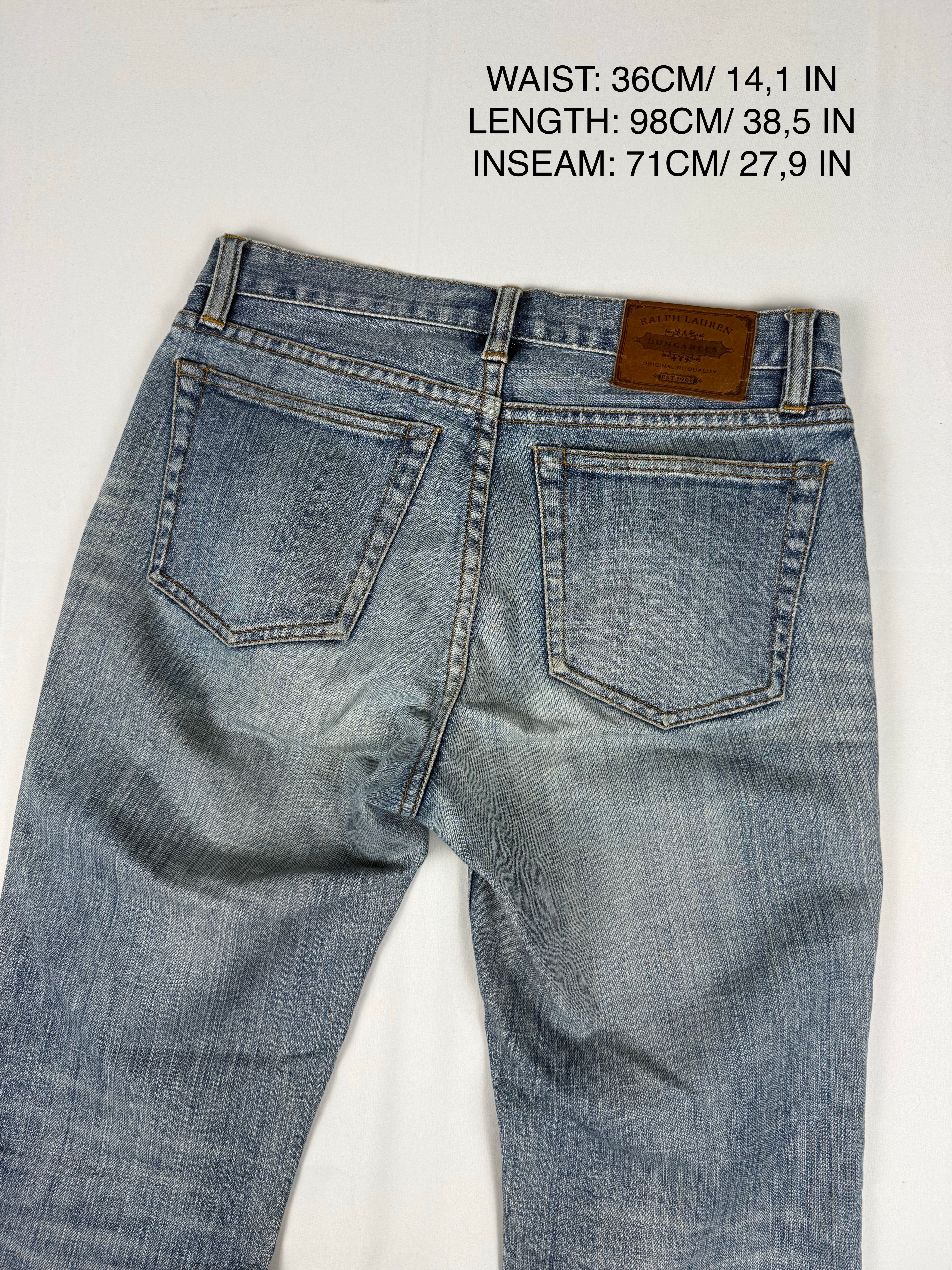 Blue denim cotton mid rise  pants (S)