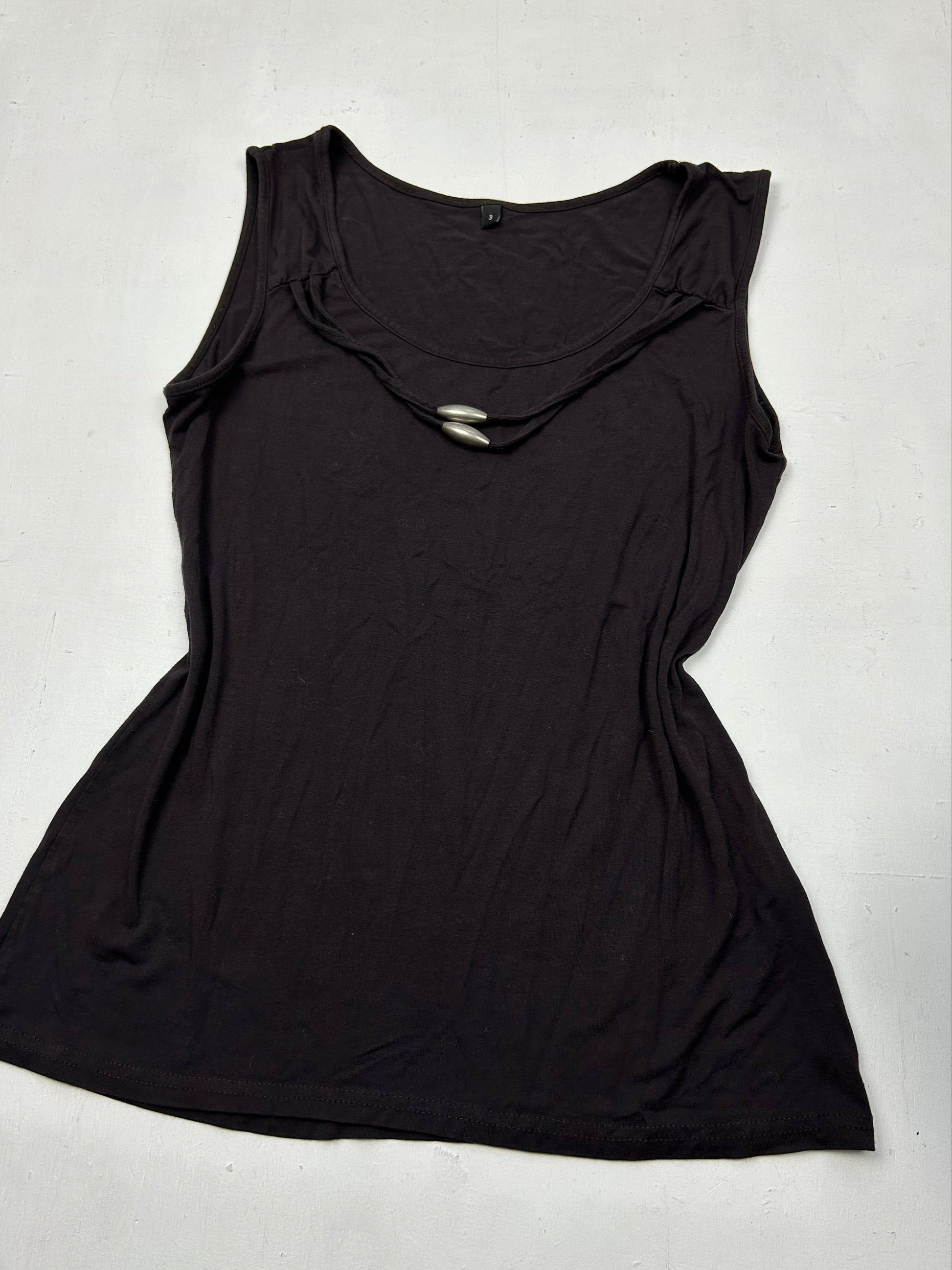 Brown pearls tank top (L)