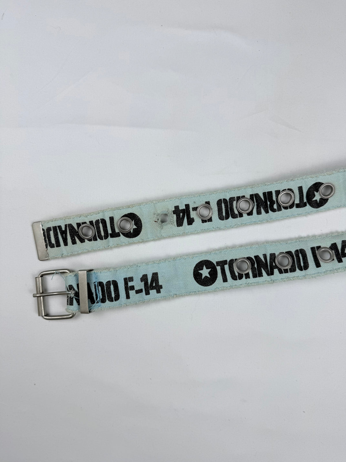 Baby blue graphic belt