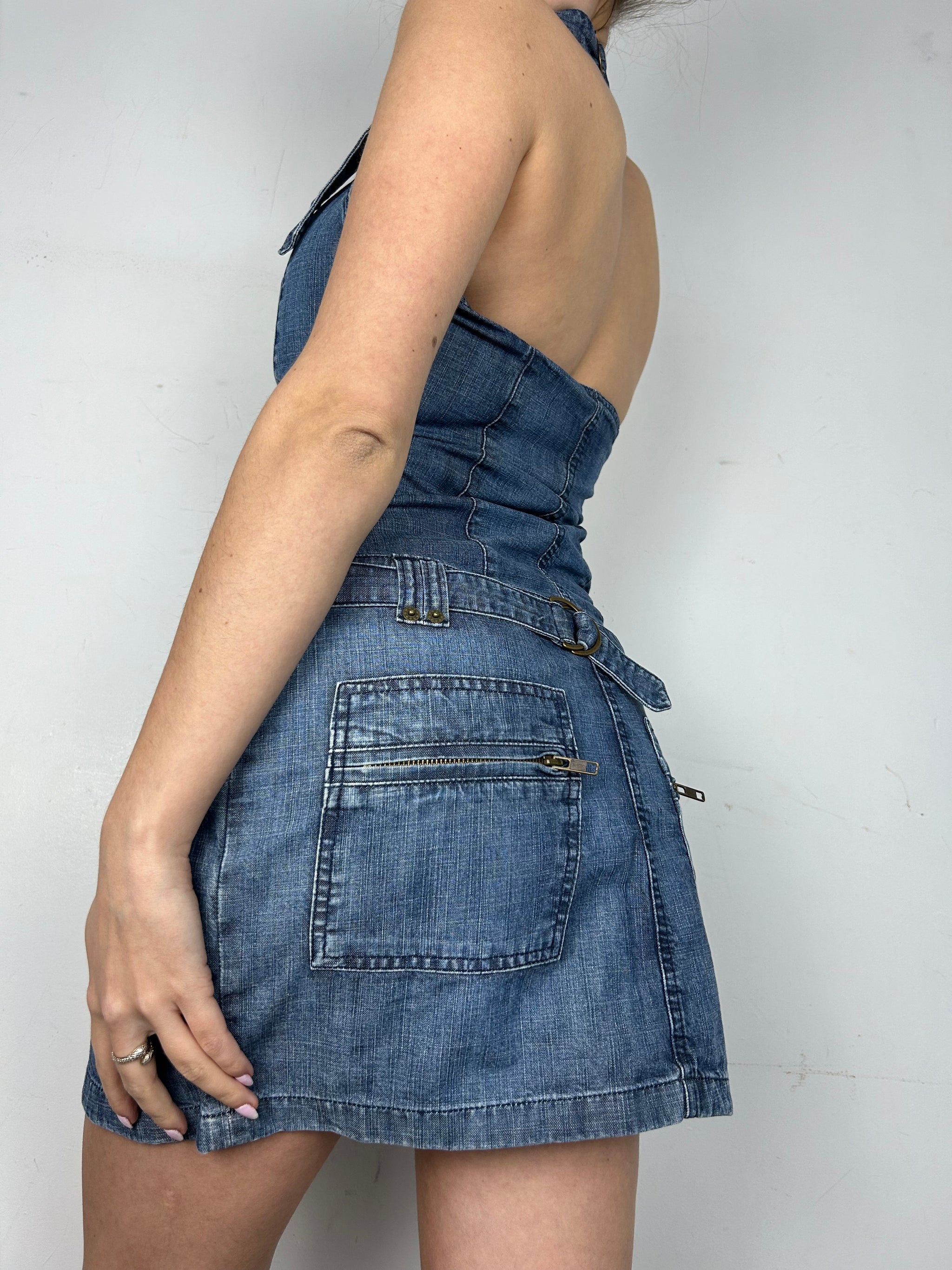 Blue denim mini dress (XS/S)