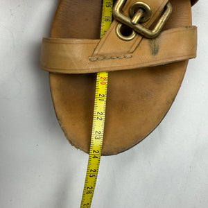 Beige real leather buckle belt sandals (36)