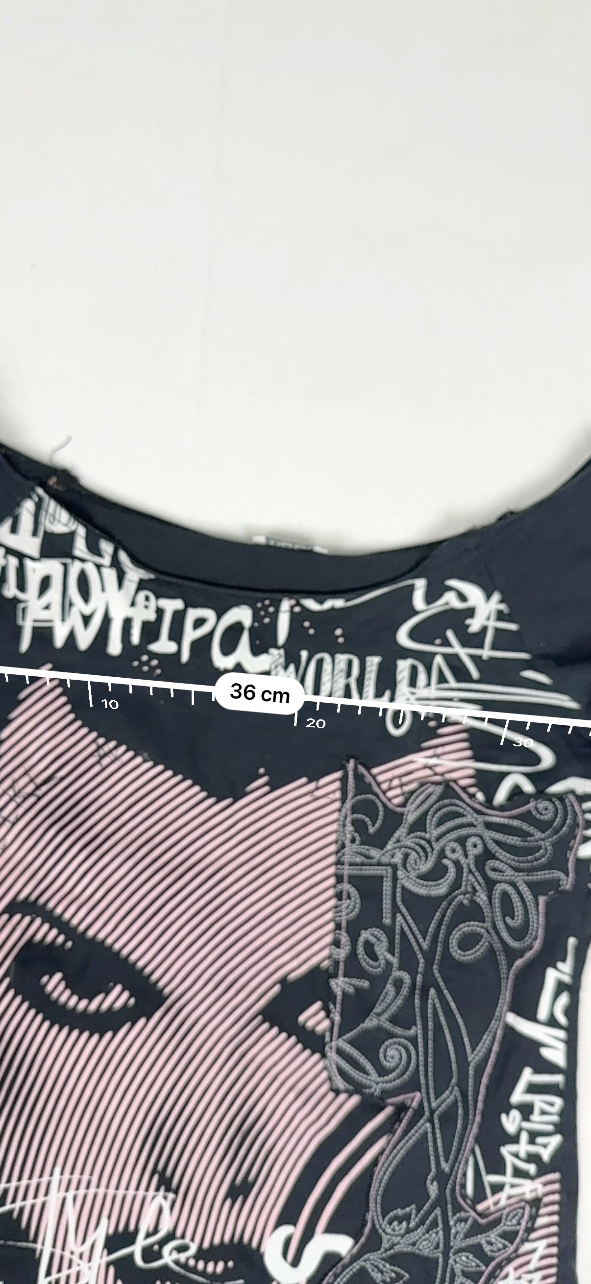 Black graphic cotton 3/4 sleeves top (M)