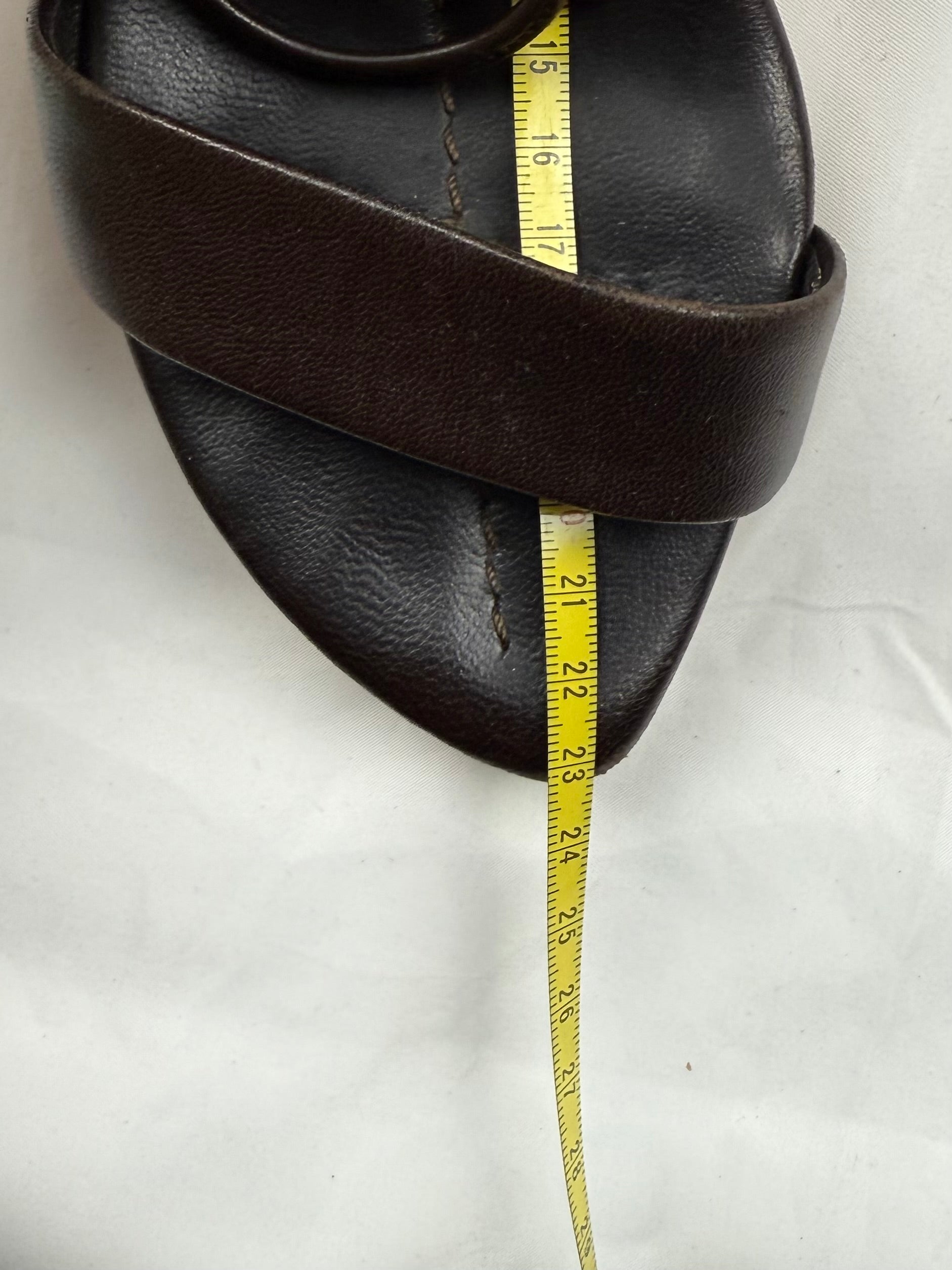 Brown real leather wedge heels (36)