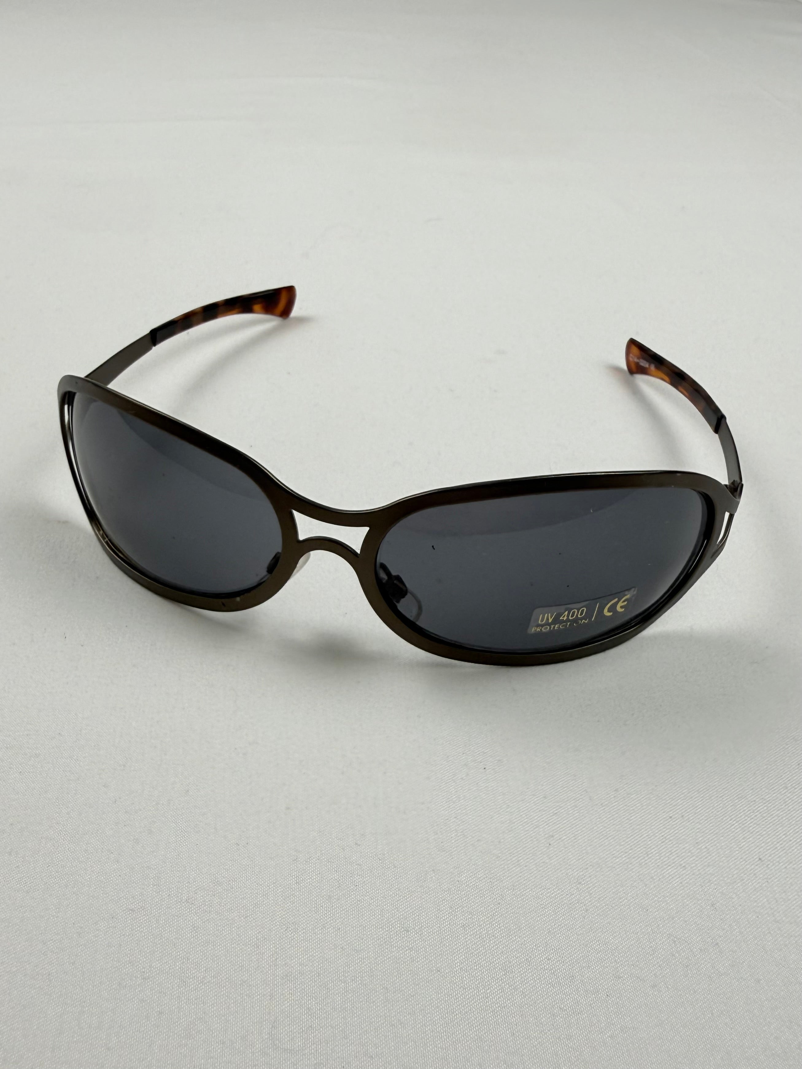 Lunettes de soleil à strass marron et doré