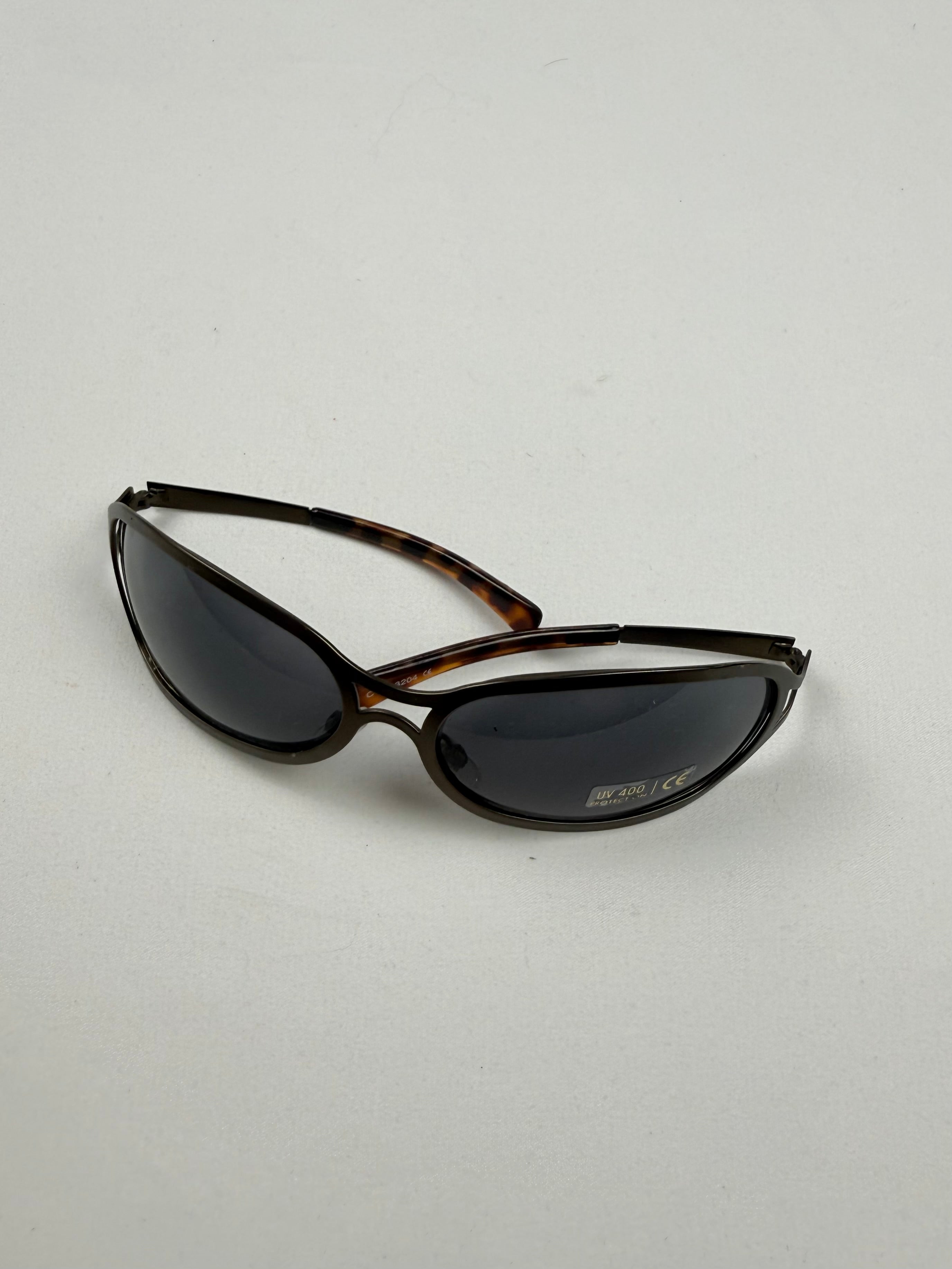 Lunettes de soleil à strass marron et doré