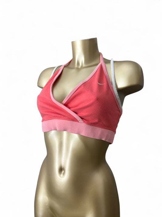 Pink swoosh logo bralette top (L)
